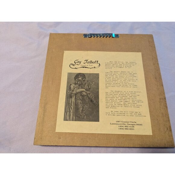 Vintage Gay Talbott Framed Art Print Quilted Fabric & Inspirational Bear Design - Picture 2 of 2